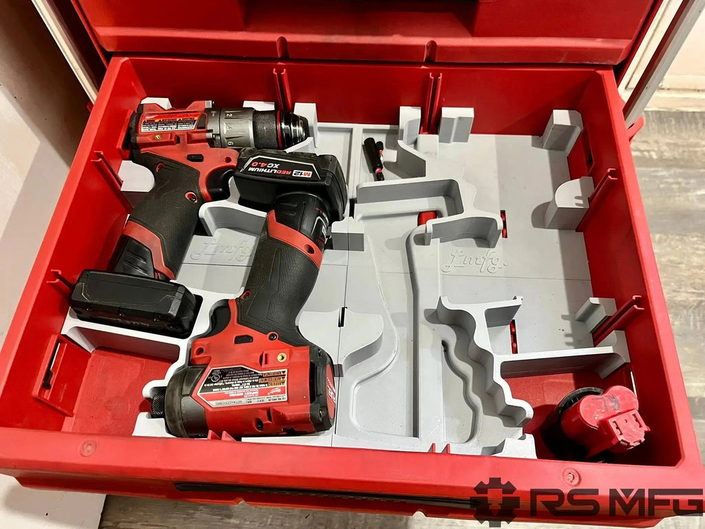 M12 Milwaukee - Drill & Impact (Gen 3) Packout Organizer - 3 Drawer Only - Ry-Spec Fabrication