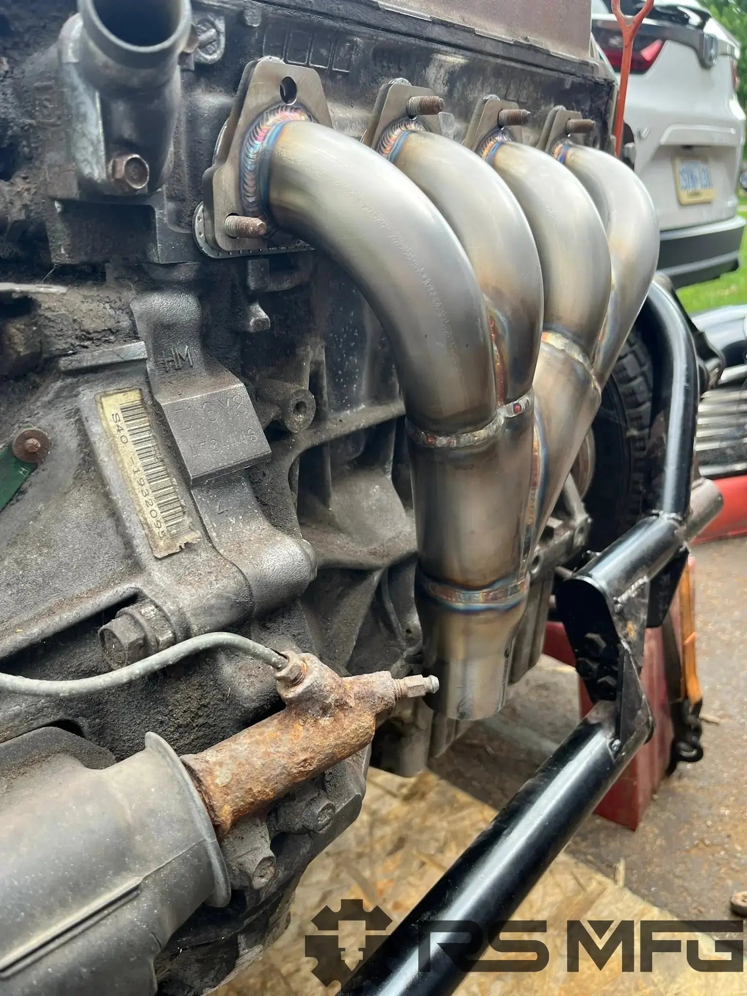 mini cooper honda swap with custom exhaust manfold